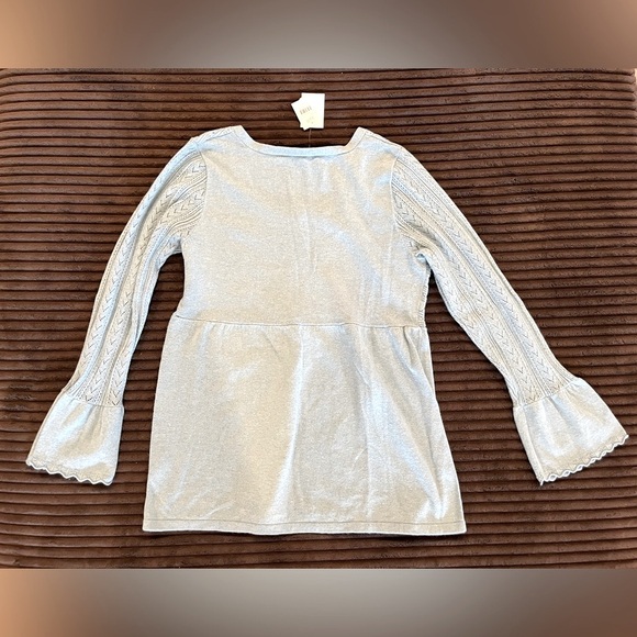 NWT J Jill Sweater Buttons Ruffled Bell Sleeves Bluestone Blue Women’s Medium - Picture 6 of 6